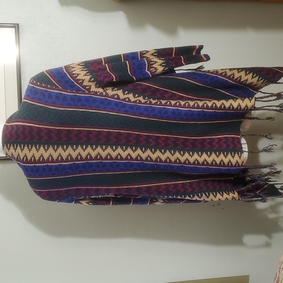 GEEGEE Women's Aztec Print Open Front Fringe Trim Waterfall Cardigan-Sz S/M - Picture 7 of 17